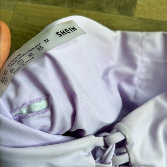 Light purple strapless lace up back bikini top - Picture 3 of 4